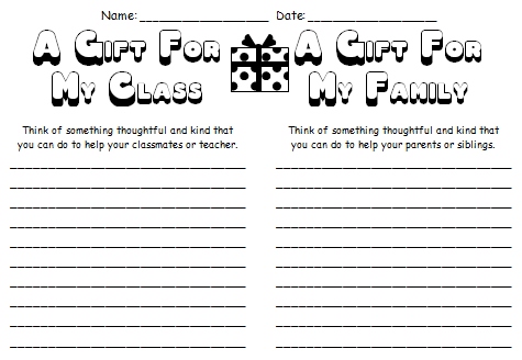 A Gift For My Class and Family Christmas Worksheets