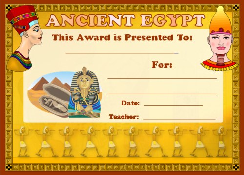 Ancient Egypt Award Certificate