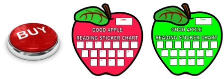 Apple Shaped Incentive and Sticker Charts For Reading Books