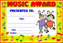 Music Elementary Awards and Certificates