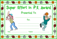 Super Effort In PE Awards and Certificates