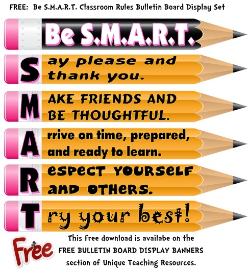 Free Be S.M.A.R.T. Bulletin Board Display Set For Teachers To Download.