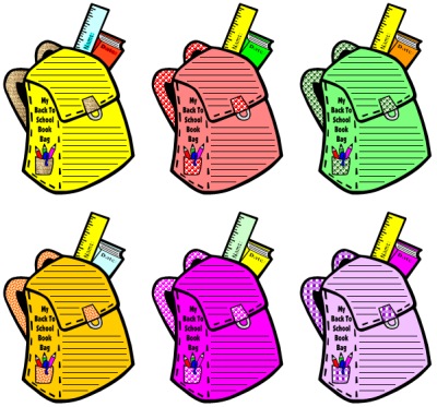 Backpack Cliparts, Back to School Bag Clip Arts, Colorful Backpacks Clip  Arts