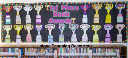Book report bulletin board display for favorite books that students have read during the year.