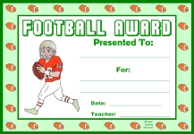 Football PE Award Certificate For Boy Students