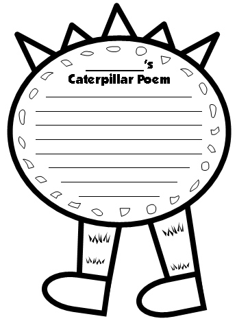 Caterpillar Poetry Writing Templates Center Section