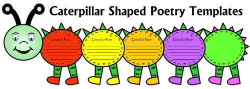 Caterpillar Shaped Creative Writing Poetry Templates and Worksheets