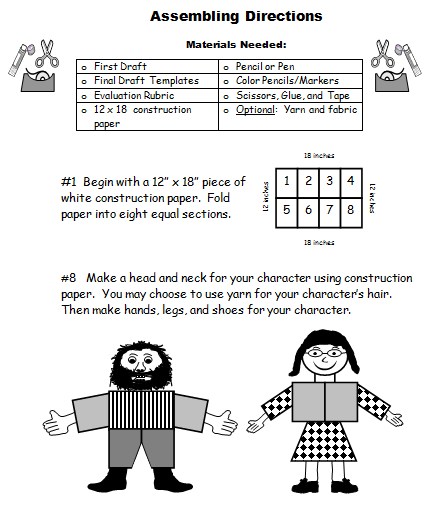 Character body book report   download templates  flash