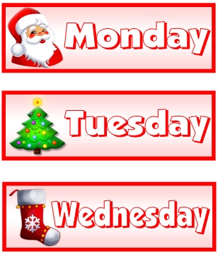 Christmas and December Printable Worksheets Calendar