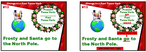 Christmas Powerpoint Lesson Plans Past and Present Verbs English Grammar Game