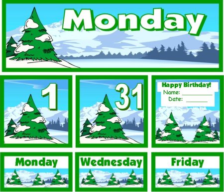 December Winter Calendar Set for Elementary and Primary School Teachers