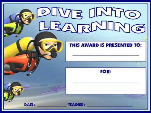 Dive Into Learning Achievement Award Certificate