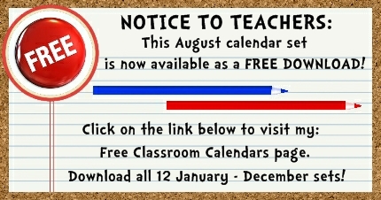 Click here to download my FREE August pocket chart classroom calendar set.