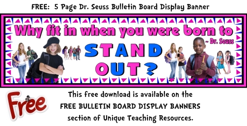 Dr Seuss Free Bulletin Board Display Banner For Teachers To Download.