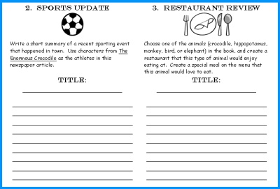 Newspaper Writing Worksheets:  The Enormous Crocodile