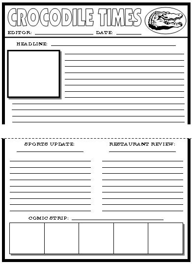 Roald Dahl Newspaper Creative Writing Templates Enormous Crocodile
