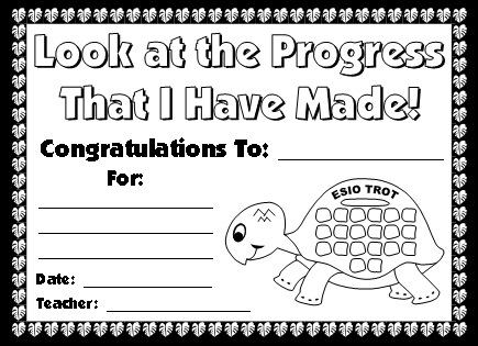 Esio Trot Elementary Student Award Certificate