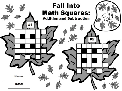 Math Leaf Worksheets for Fun Fall and Autumn Addition and Subtraction Puzzles