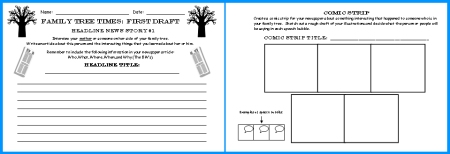 Family Tree Newspaper First Draft Printable Worksheets