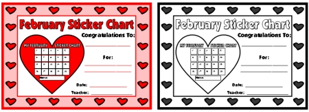 Valentine's Day Sticker Chart Award Certificate to Print