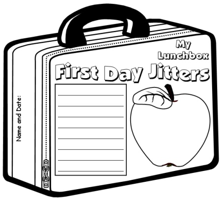 Creative Writing Worksheet for First Day Jitters Lunchbox Template