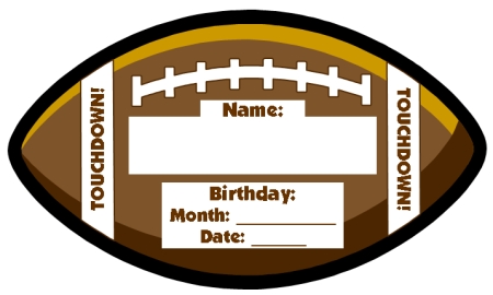 Happy Birthday Football Shaped Template for Elementary Students