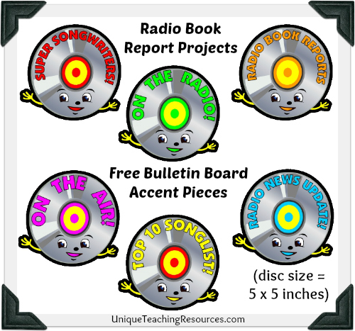 Free CD Discs Bulletin Board Display Pieces For Radio Book Report Projects
