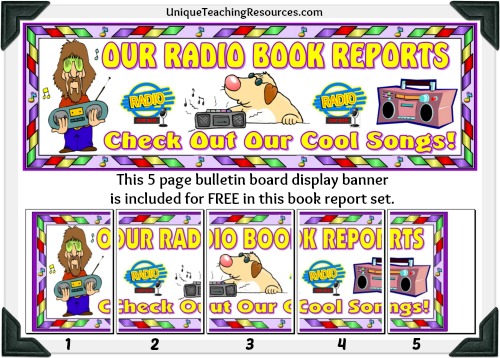 Free Classroom Bulletin Board Display Banner - Radio Book Report Projects