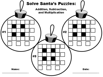 Free Christmas Crossword on Free Christmas Math Printable Worksheets