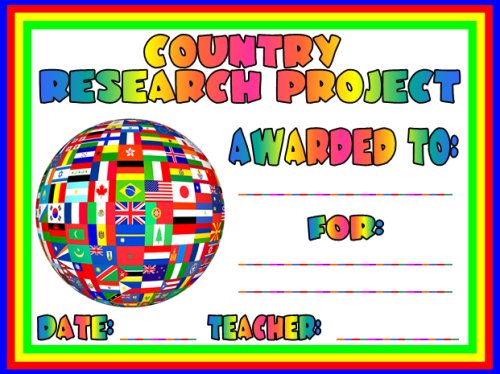 Free Country Research Social Studies Award Certificates