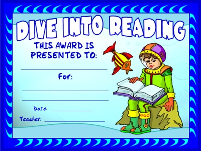 Free Dive Into Reading Award Elementary Students Certificate