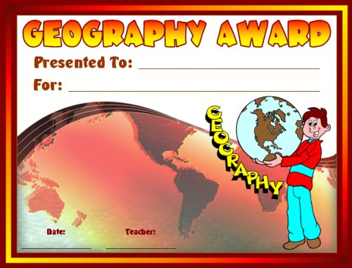 Free Geography and Map Skills Awards and Certificates for Students