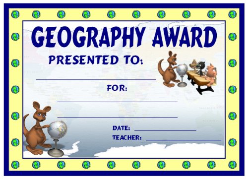 Free Geography and Social Studies Awards and Certificates