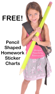 Free Homework Pencil Shaped Sticker Charts Download