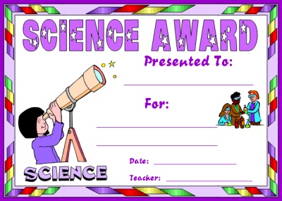 Free Science Award Certificate For Elementary School Teachers