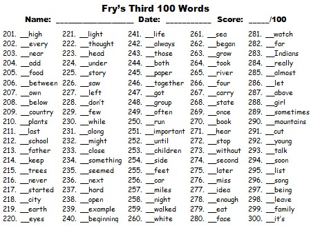 For  Word 1000  and Words Teaching Instant Free sight Flash Fry Reading: printable Cards  fry list word