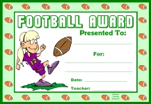 Football PE Award Certificate For Girl Students
