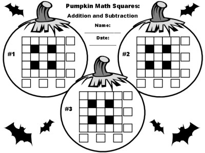 Math Coloring on Halloween Math Addition And Subtraction Puzzles Printable Worksheets