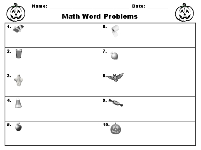 Halloween Math Word Problems Printable Worksheet