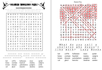 Halloween Wordsearch Puzzle