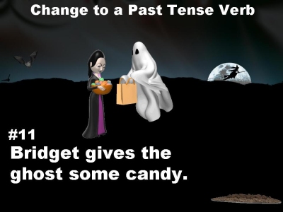 Halloween verbs slide example