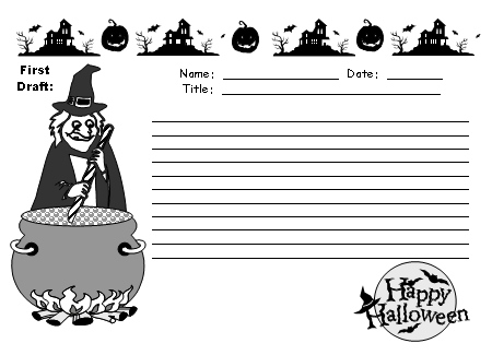 Halloween Creative Writing First Draft Worksheets