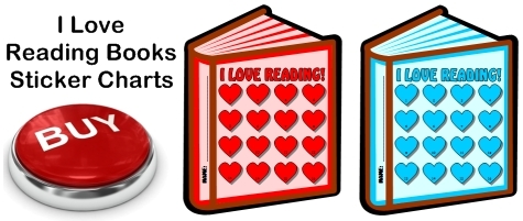 I Love Reading Books Sticker Charts For Valentine's Day