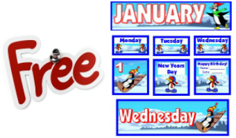 Free Download For January Classroom Calendar Set