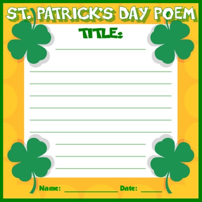 St. Patrick's Day Poetry Writing Printable Worksheets and Templates