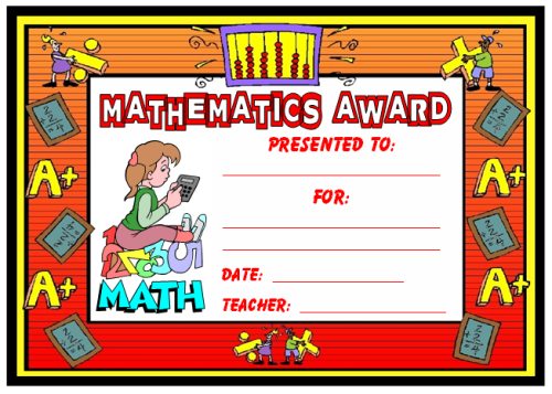 Free Printable Math Award