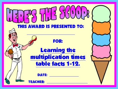 Multiplication Tables Printable on Award Certificate Is For Learning The 1   12 Times Tables