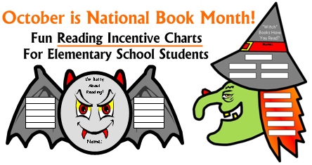 National Book Month Reading Sticker Charts for Elementary School Students