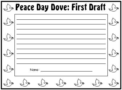 Peace Day First Draft Creative Writing Printable Worksheet