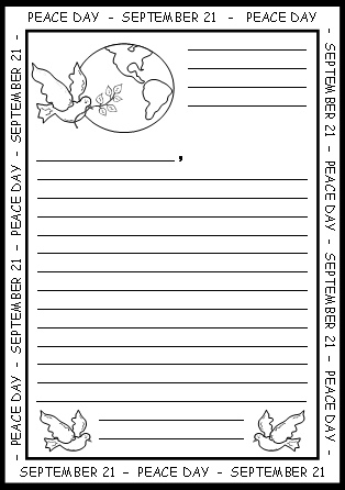 Letter to World Leader for Peace Day Worksheets and Templates